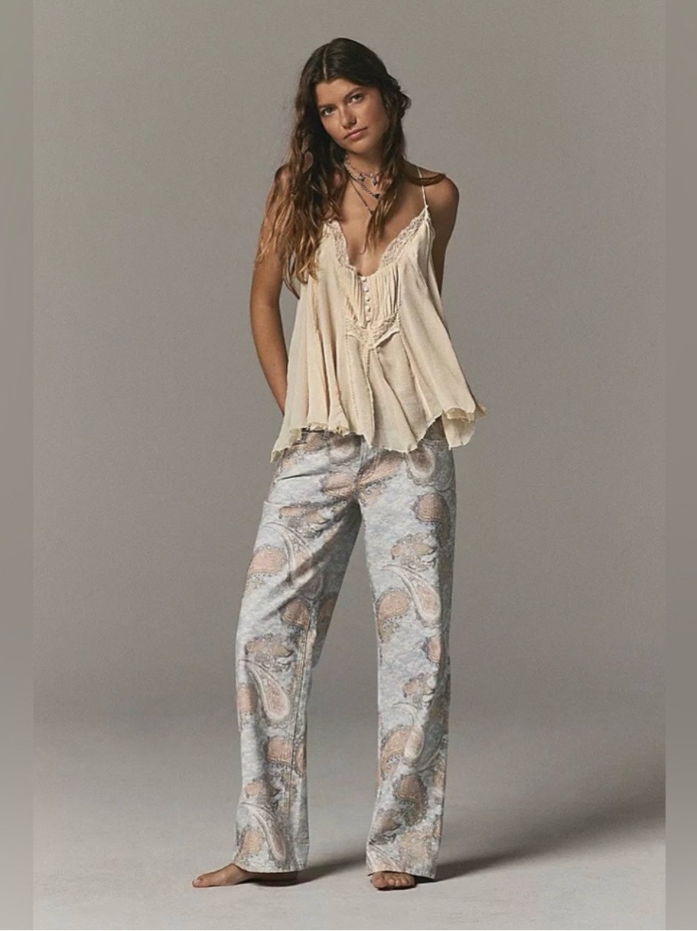 We  The Free Tennessee Illusions Boyfriend Jeans in Limestone Paisley